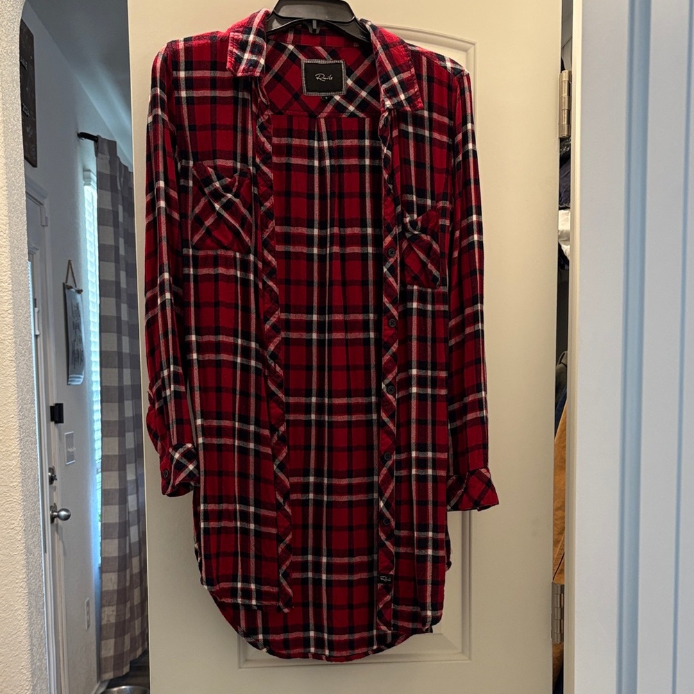 Red & Black Plaid Shirt Dress